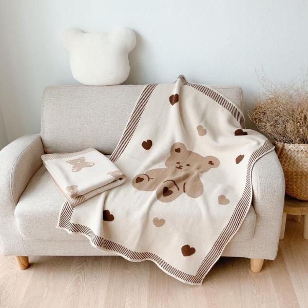 Y-Z 100%cotton Knit Baby Wrap Knitted Natural White Light Beige Gray Throw Baby Girl Boy Newborn Blanket