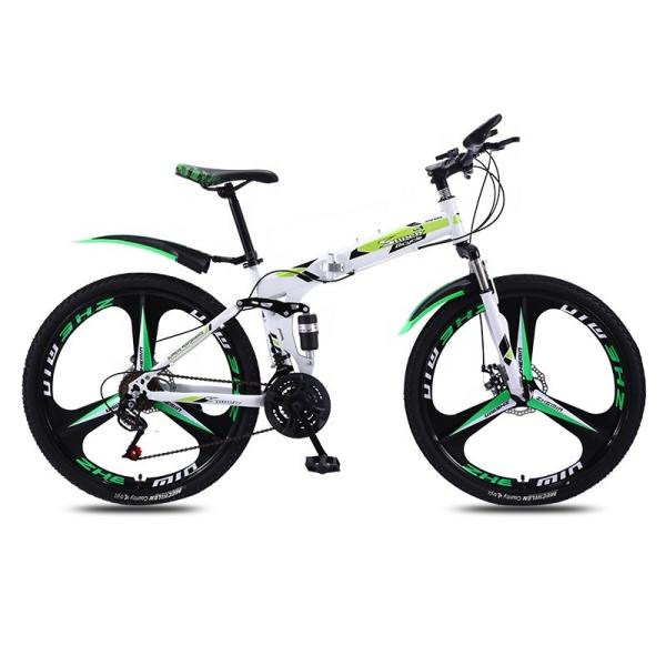 Customized 20 24 26 Inch Full Suspension Folding Bike with Connected Gearshift Handle and Carbon Steel Frame