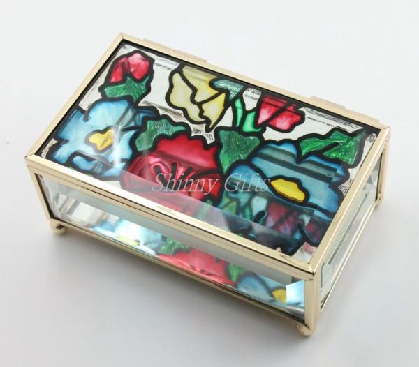 Shinny Gifts New Wedding Gifts Enamel Glass Jewelry Boxes Collection Boxes