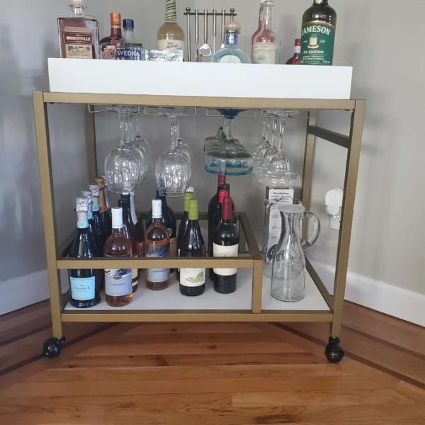 Brass Wine Drink Bar Cart Restaurant Serving Trolley Customized