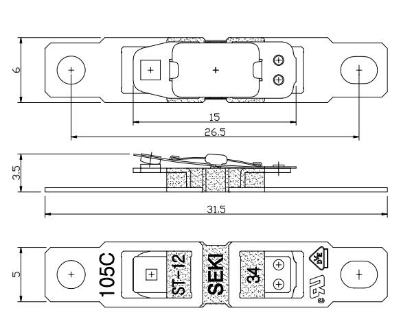 Термостат протектора перегрузки бакелита 15A SEKI ST-12 термальный для фена для волос