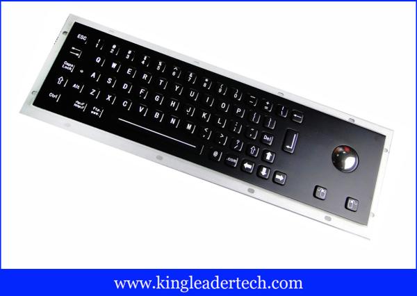 Black Industrial Keyboard With Optical Trackball In Full Travel Keys At IP65 Rating