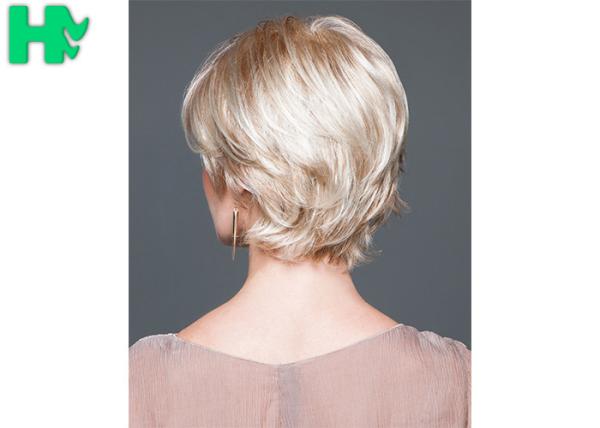 Blonde Soft Short Synthetic Wigs High Temperature Fiber For White Women