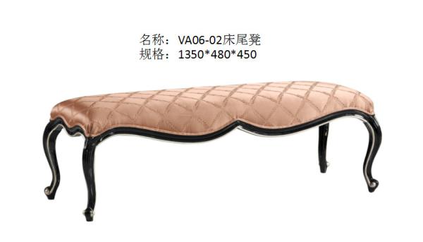 Custom made European design Long bench furniture by Fabric upholstered with Sliver painting legs