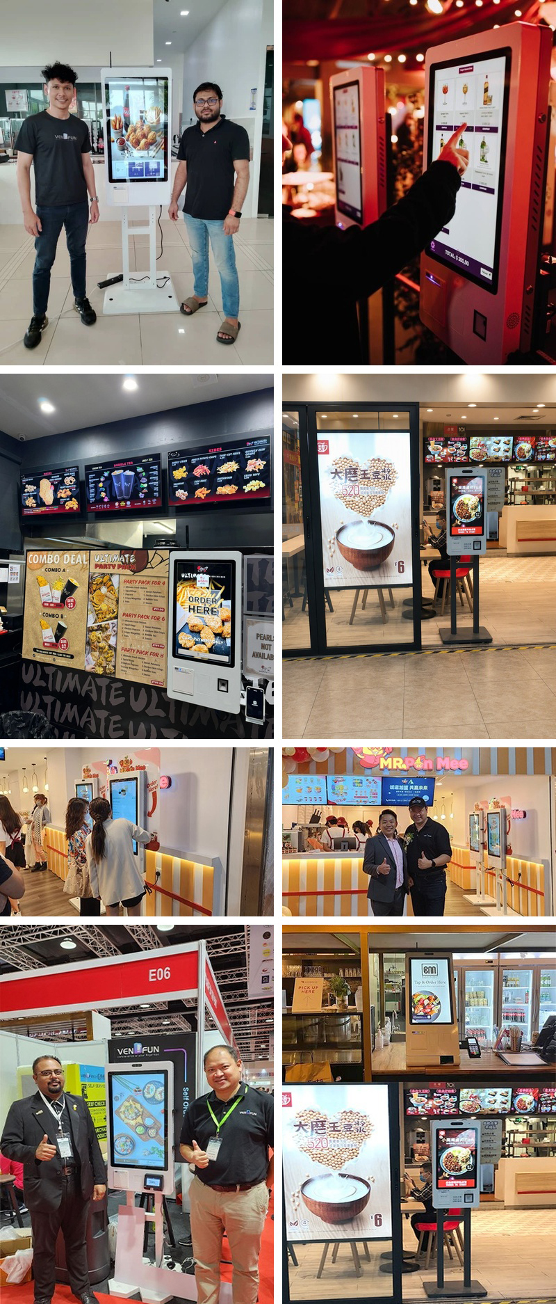 21.5 27 32 Inch Touch Screen  Wall Mount or Floor Standing Self Ordering Kiosk with QR Scanner Ticket Printer for Restaurants