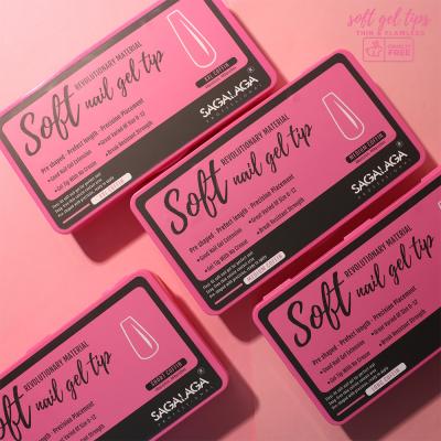 Almond Short Soft Gel X Nail Extension French Tip Box 500pcs Press on Short Nails C Curve Xx Full Cover DIY Nail Single item