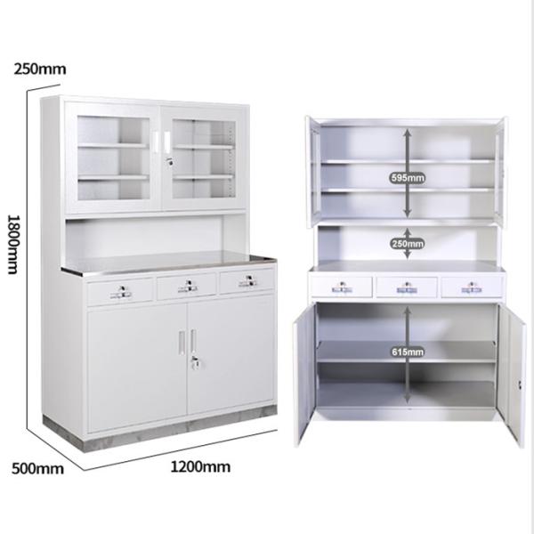 Stainless Steel Medicine Display Cabinet 0.5mm Thickness With Swing Door
