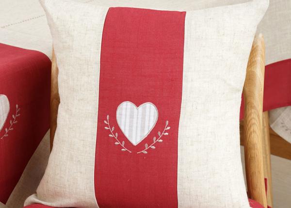 Custom Embroidered Decorative Throw Pillow Covers 100% Linen Heart Pattern