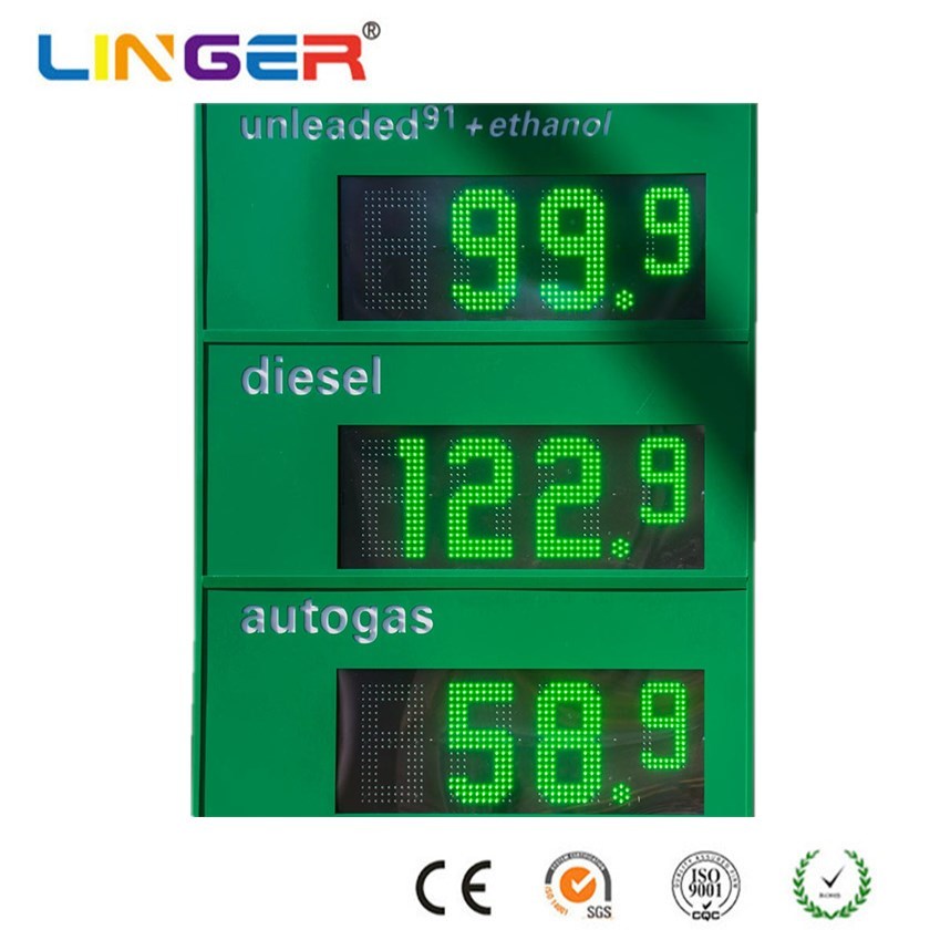 Red / Yellow / Green Gas Station LED Sign Multi Language Gas Price Board