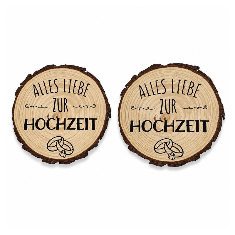 German Wedding Wood Slice Coaster Set
