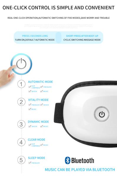 Bateria de 1200 mAh Massagista ocular com 3 modos de massagem e função de vibração