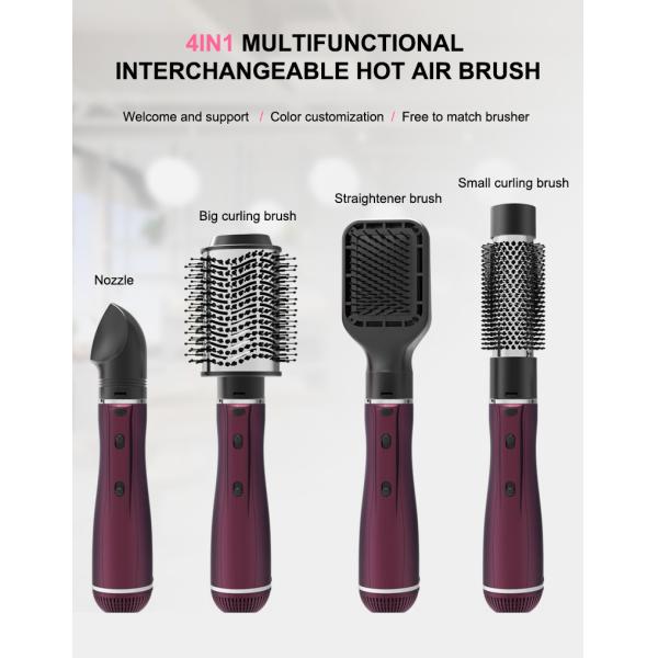 Сушильщик щетки волос ABS электрический, ионные 4 в 1 щетке горячего воздуха 1000W