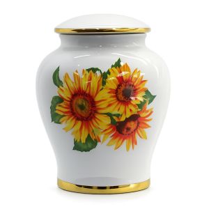 White Sunflower Urn for Ashes Wholesale Supply