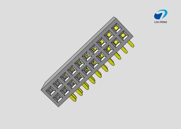 Female header, PCB Mount Receptacle, Vertical, Board-to-Board, 20 Position, 2.0mm Pitch, Shrouded, Gold Flash, 90 degree
