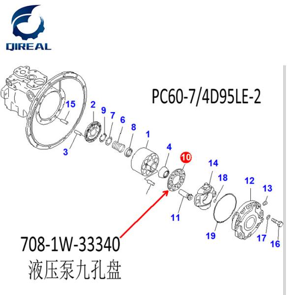 Плита 708-1W-3334 плиты отверстия гидронасоса 9 установленная для экскаватора PC60-7