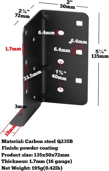 2 Pairs Split Joist Hanger Structural-Connectors Face Mount Hot Dip Galvanized Steel Joist Hangers