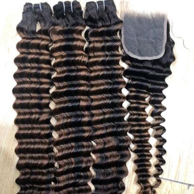 Nigeriana 12A Grade Cuticle alinhado Mink não processado Pixie Curl Vietnã Duplo desenhado cabelo virgem crua destaque onda profunda