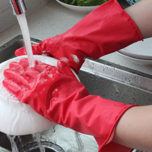 Перчатки водоустойчивого домочадца Флоклинед резиновые очищая перчатки Дурабе Реуасбле