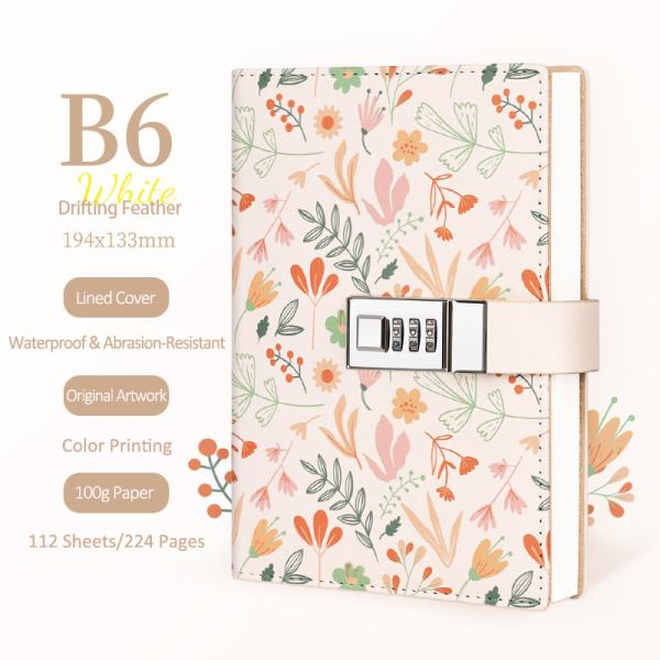 Vintage Flower Language Locking Notebook B6 Combination Lock Journal