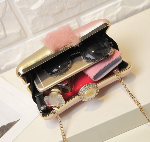 2016 new phone bag plush Night female fashion evening bag hit the color tide mini shoulder diagonal package