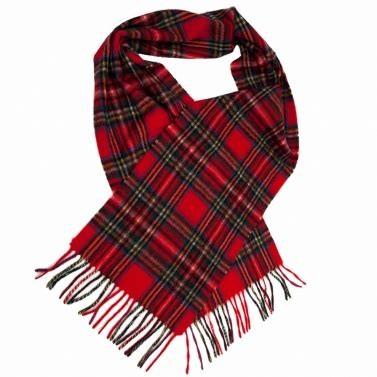 Checked Crochet Red Winter Knitted Scarf For Keeping Warm Wool / Acrylic Available
