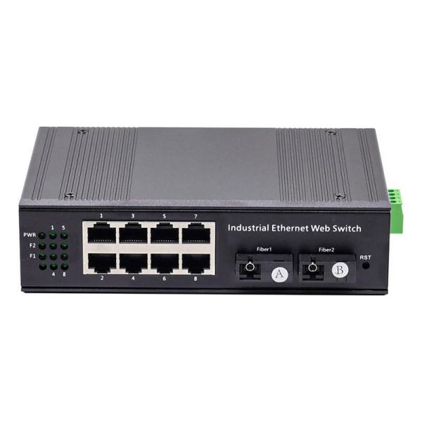 Web Managed Industrial Gigabit Switch 2 SC Fiber Interfaces 8 RJ45 PoE Ports IP40