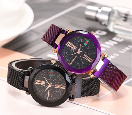 32mm Multi Color Alloy Case Fashion Ladies Fashion Wrist Watch with Magic Mesh Band