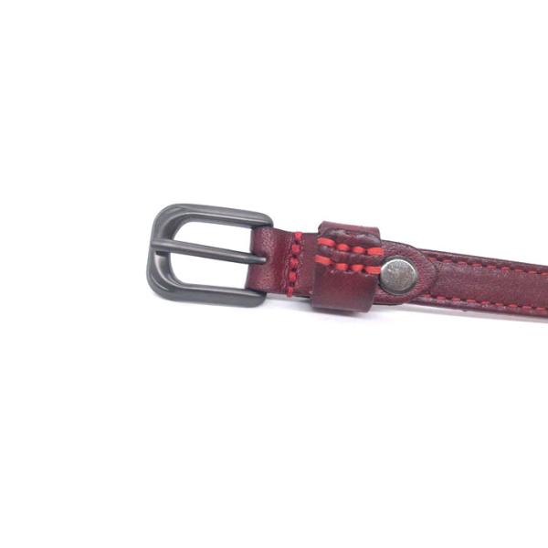 Womens Genuine Cowhide Leather Belt  Thin  Vintage In Red Color