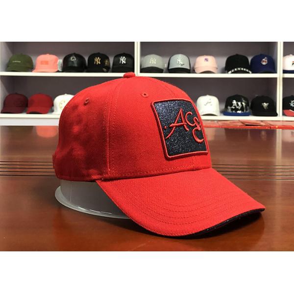 ACE brand newest bling star 3D embroidery logo 6panel red baseball caps hats