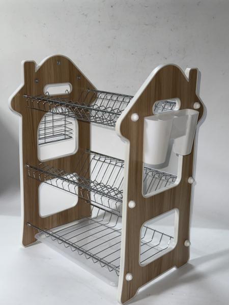 17pcs  3 layers  dish rack ,bowl drainer ,  Drain water ,with House shape ,stainless steel +pp ,16pcs to 22pcs dish