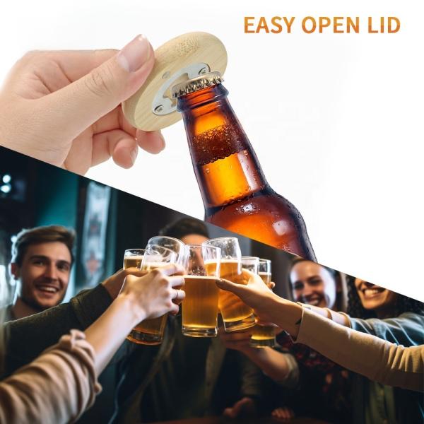 Bouteille à bière en bois à sublimation ronde en blanc avec magnétique