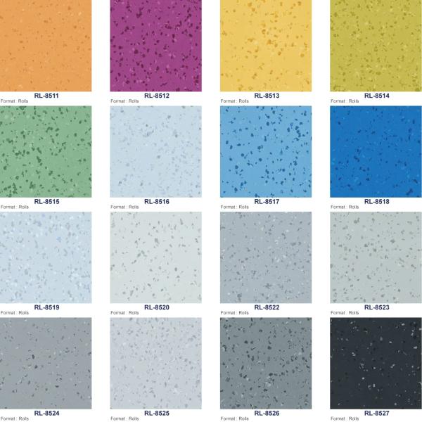 Piso de 1.5 mm con relieves de pegamento para pisos homogéneos para salas médicas