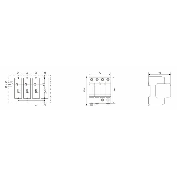 110kA 3 Phase MOV Power Surge Protection Device SPD with DIN Rail Installation
