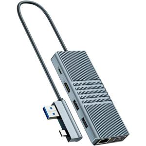 Estación de acoplamiento de 8 en 1 USB Hub Rj45 Tipo doble C a RJ45 Puerto/USB3