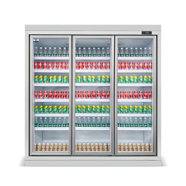 Fruit Vegetable Commercial Supermarket Refrigerator 220V With 3 Glass Door