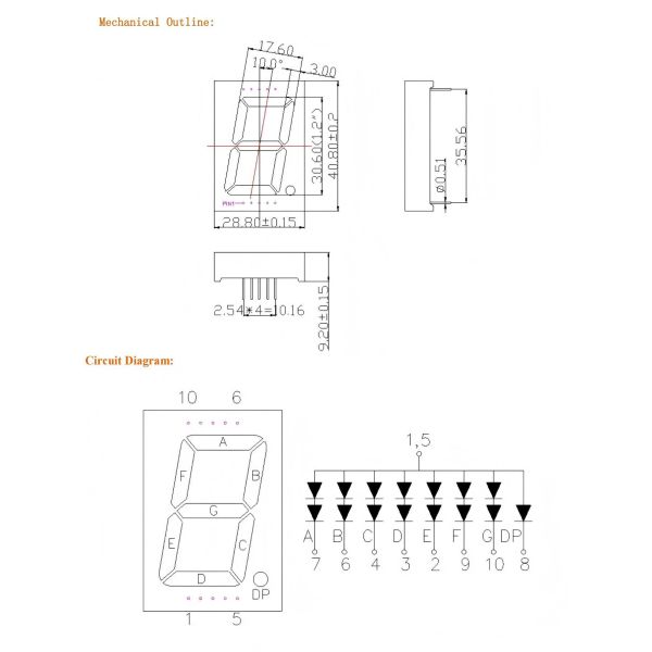 1.2 Inch 1 digit LED Seven Segment Display