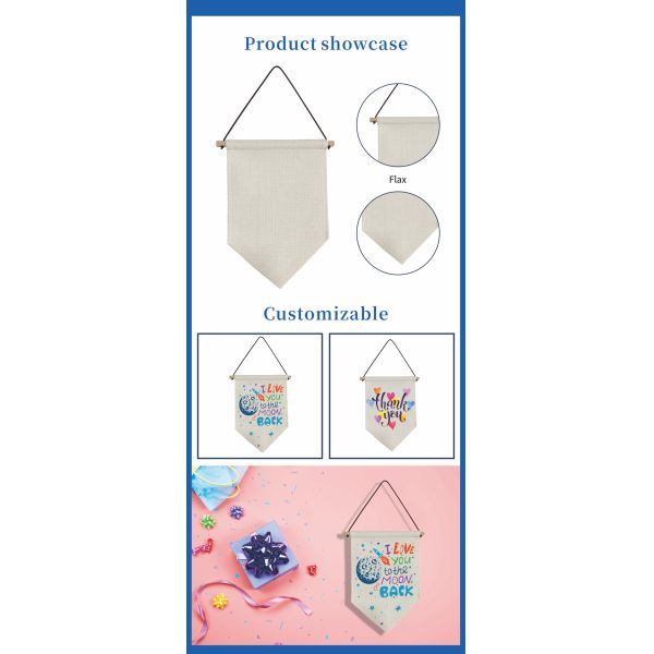 Wholesale Custom Linen Triangle Garden Flags Double Sided Sublimation Printing Outdoor Decor Banners Garden Ornaments