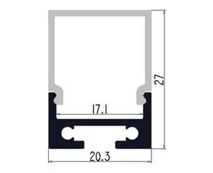 17mm LED Strip Width Suspended LED Profile with 6063 T5 Aluminum Alloy and Opal Matte Diffuser Cover