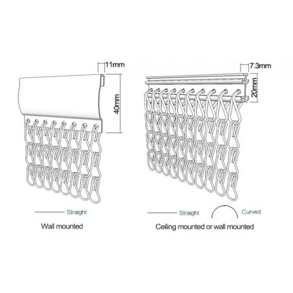 2000mmx2100mm Hotel Hall Divider Aluminum Chain Screen Hang Type