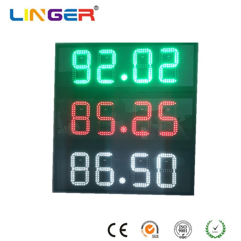 MCU Controlled Electronic Gas Price Sign Red / Green / White Gas Prices Sign With STC Chip