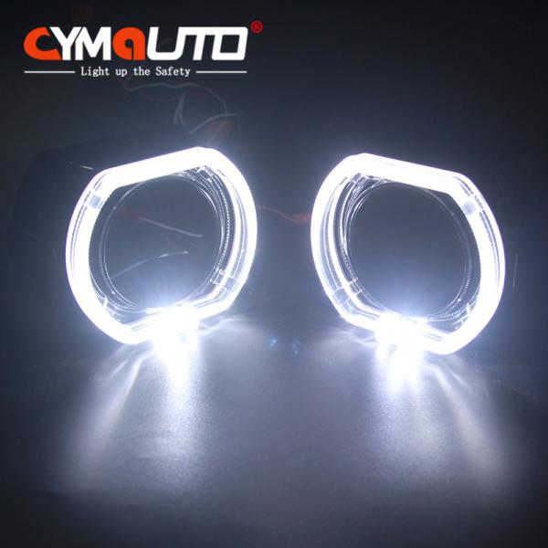 Black Projector Headlight Shrouds 2.5 Inch With LED Angel Eyes