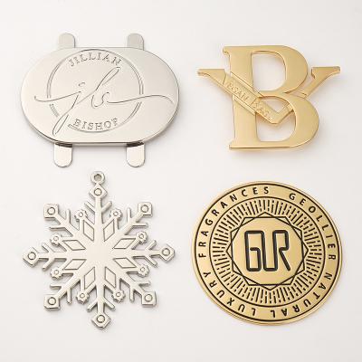 Bag Custom Metal Logo Engraved Round Name Label For Handbags Gold And Nickel