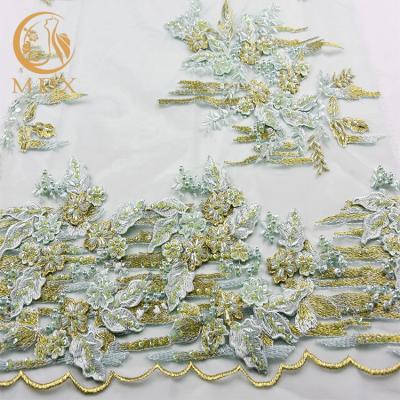 O trabalho de mão verde da hortelã ata o Applique solúvel em água do bordado do laço 3D