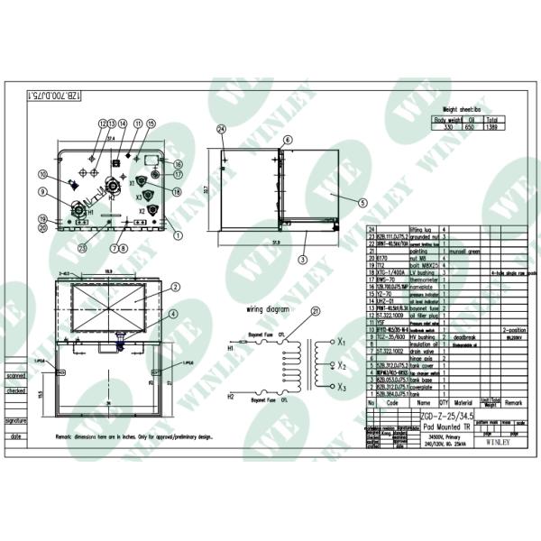 Transformador montado en una plataforma de fase única de 25Kva Transformador montado en tierra sumergido en aceite de 34500V a 120V MV&HV