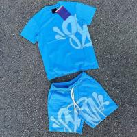 Logo personnalisé Embroidery appliqué Patches High Street Impression T-shirts T-shirt à la mode à manches courtes Coton survêtement court ensemble pour hommes