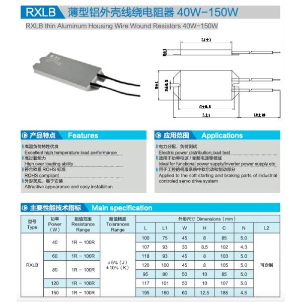 De aluminio fino del resistor 40W-150W del freno de la herida VFD del alambre de RXLB embalada