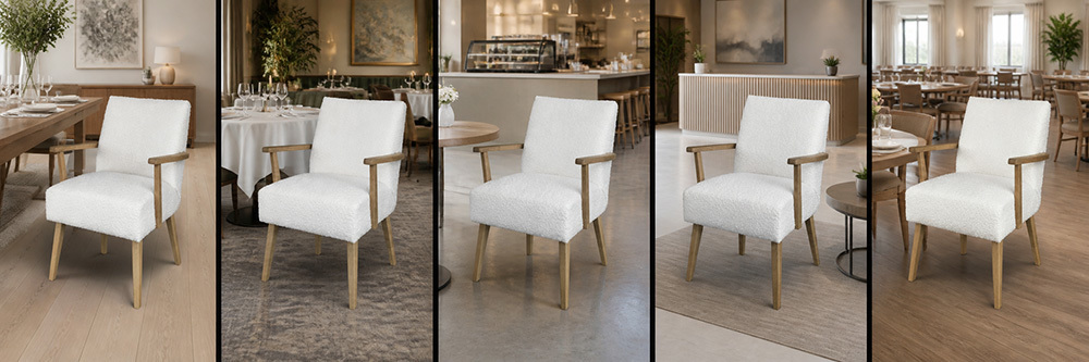 Modern Boucle Upholstered Wood Armchair  CYC-035