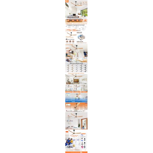 OEM controle remoto Bldc Ventilador de teto de madeira maciça com iluminação LED