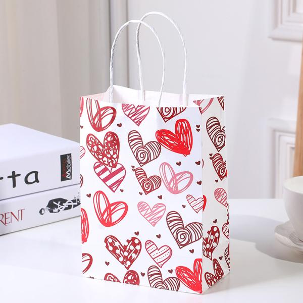 Día de San Valentín Color Rojo Cmyk Regalo de compras Bolsa de papel Kraft Personalizado Pedido personalizado