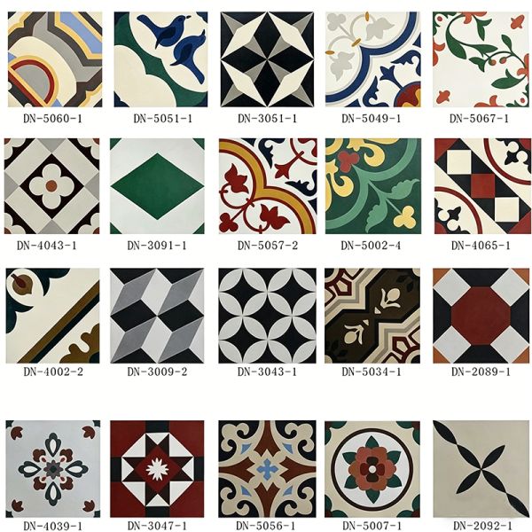 Handmade Colourful Encaustic Cement Tiles Hydraulic Tiles with Silky Matte Finish for Floor and Wall Tiling
